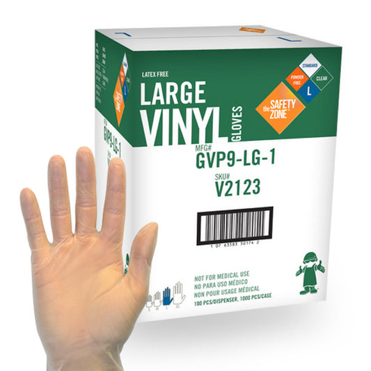 Safety Zone  Powder Free Clear Vinyl Gloves GVP9