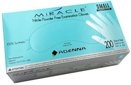 Adenna Miracle Blue Nitrile Exam Gloves, Powder-Free